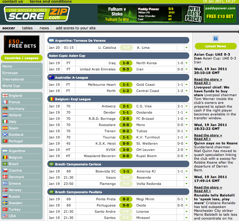 Sample of sport data feed website Sample of sport data feed website
