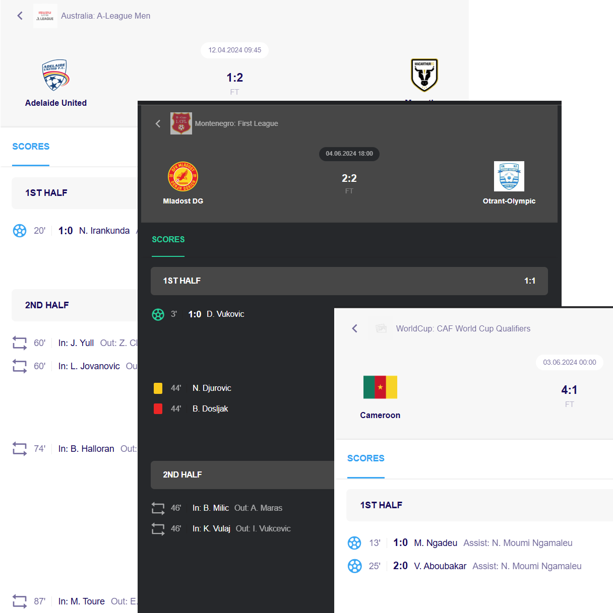 Scheduled Matches Widget Preview